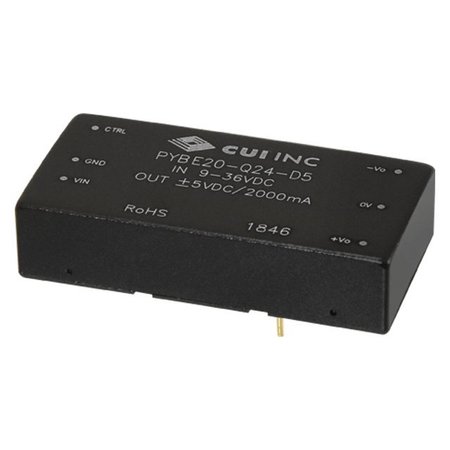 CUI INC DC to DC Converter, 48V DC to 12/ -12V DC, 10VA, 0 Hz PYBE20-Q48-D12